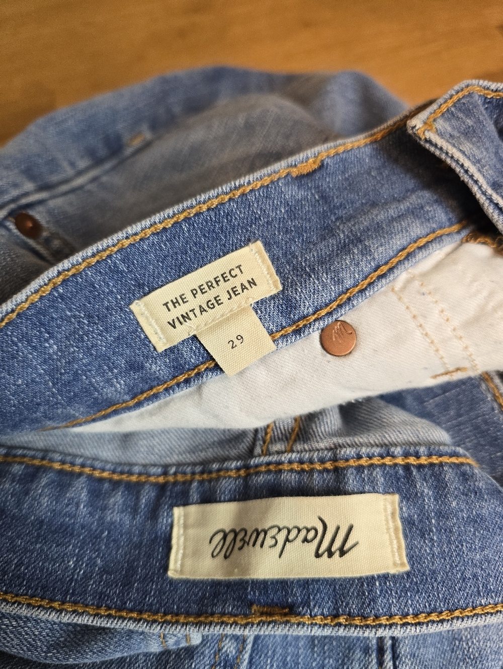 Madewell The Perfect Vintage Jean Size 29 Distressed Straight Leg Raw Hem M9244 - Picture 5 of 12